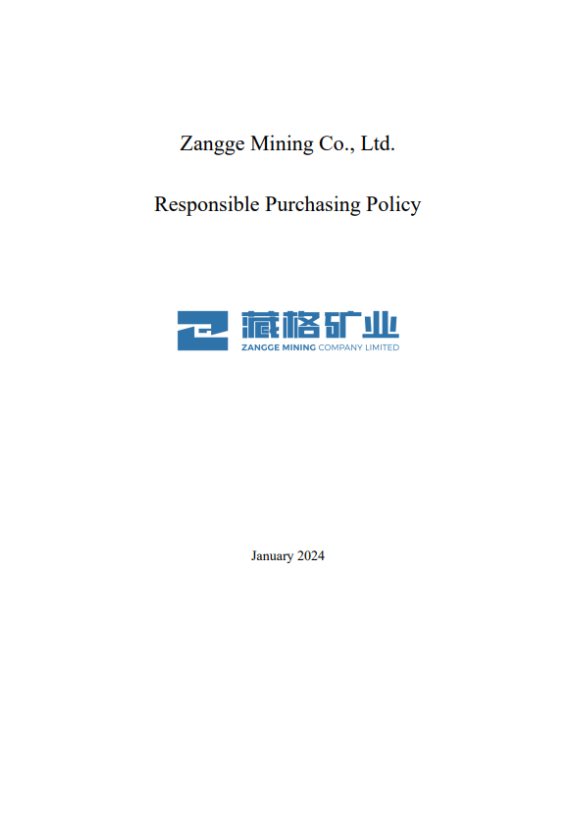 Responsible Purchasing Policy of Zangge Mining Co., Ltd.