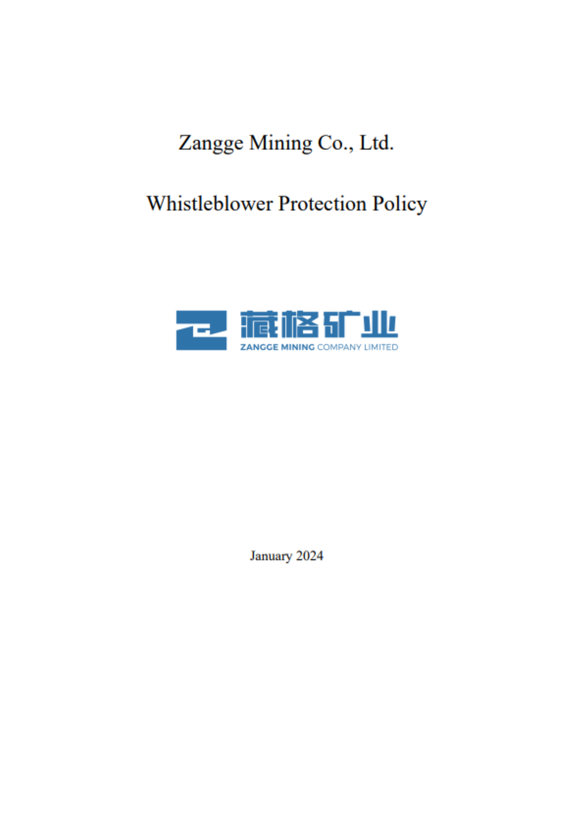 Whistleblower Protection Policy of Zangge Mining Co., Ltd.